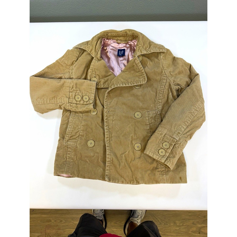 Gap Pea Coat Womens S Beige Corduroy Lined Button Front Jacket 568505